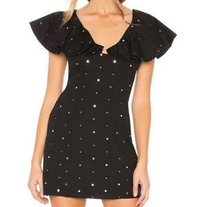 Lovers + Friends Lulu Flounce MIRRORED Disc Mini Dress Statement Sleeves NWT XS